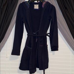 Navy Blue Hooded Robe with Belt
